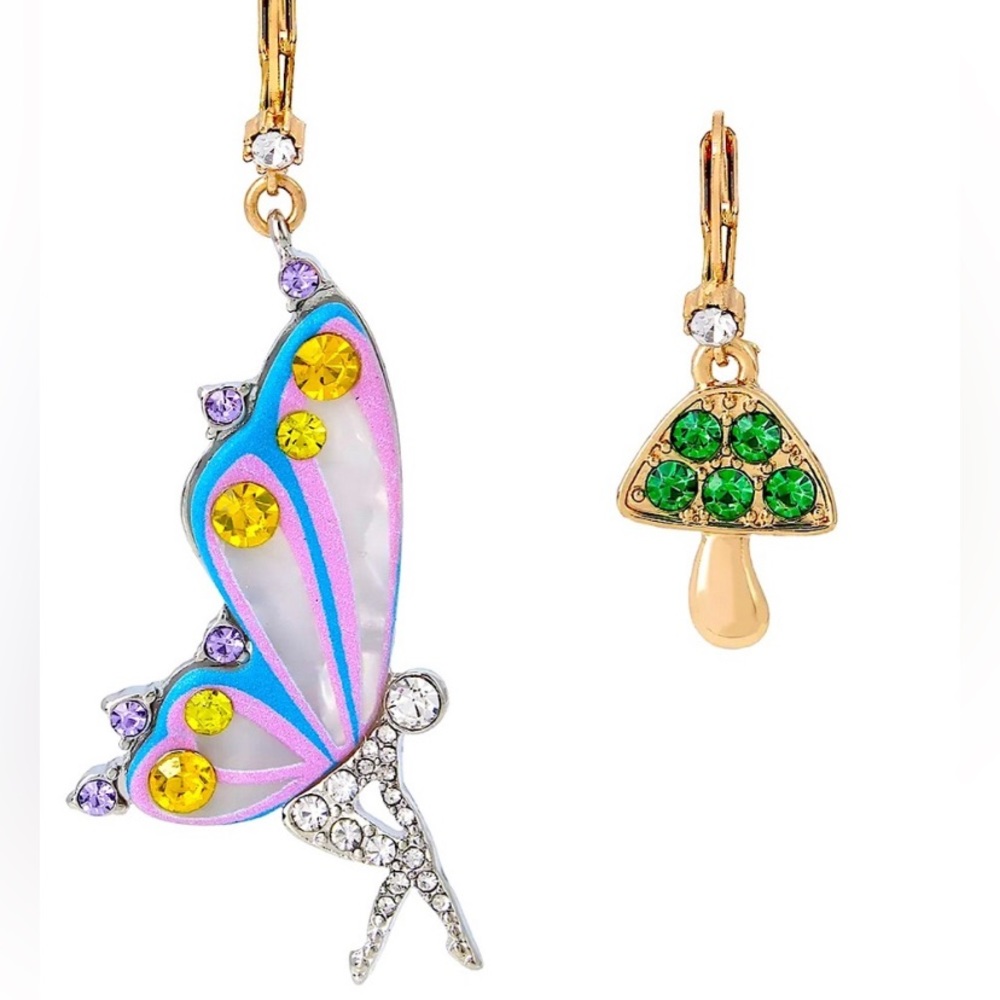 NWT Betsey Johnson Enchanted Fairy & Toadstool Earrings